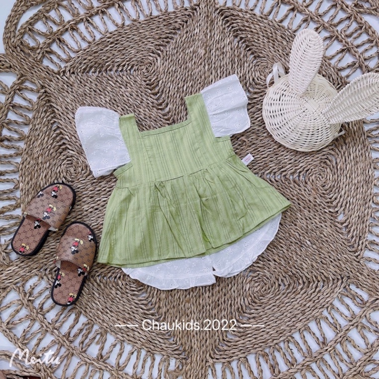 Bộ cánh tiên kèm quần đùi trắng cho bé gái, Bộ tay trắng 2022 bé gái