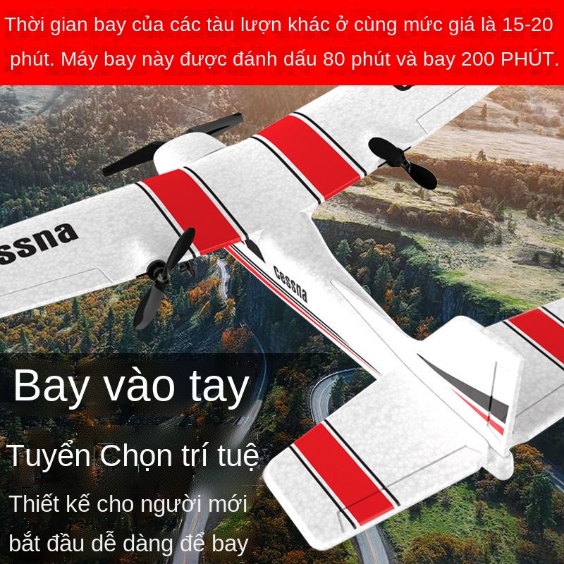 ◆Cessna classic z53 cánh cố định siêu bền bằng xốp điều khiển từ xa máy bay đồ chơi trẻ em bé trai có khả năng chống rơi