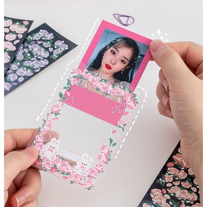 Sticker hoa hồng hologram trang trí toploader và sổ tay xinh xắn | BST133