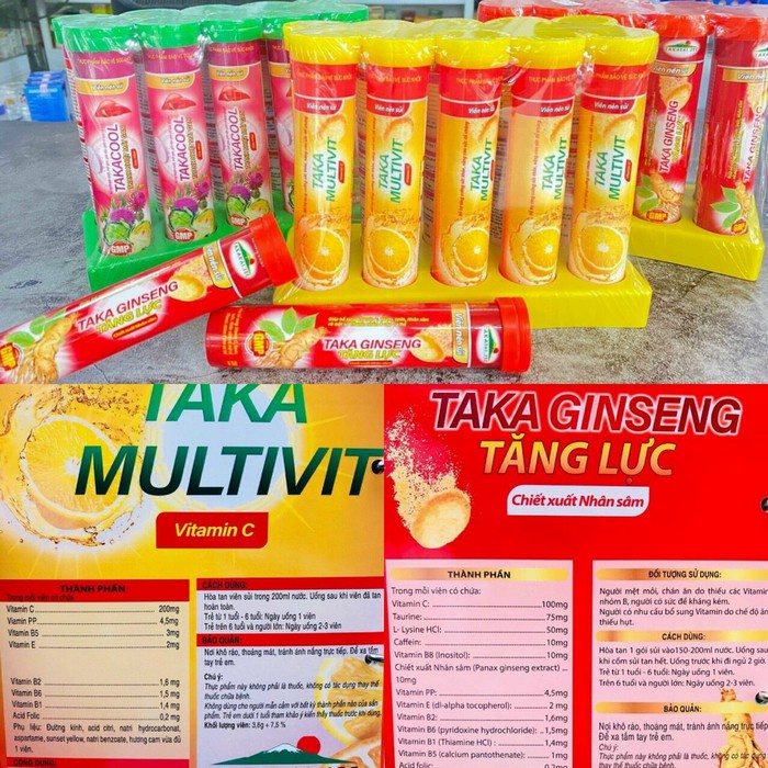 Viên sủi vitamin nhân sâm Taka Gingseng tăng lực, bồi bổ sức khỏe (Combo 02 lọ x 20 viên)