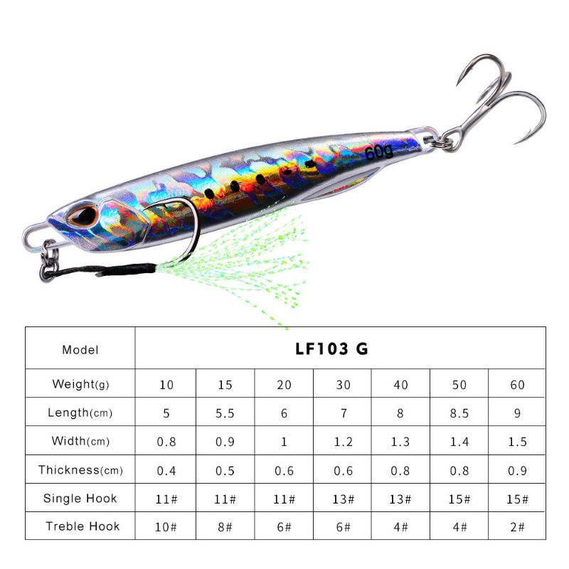 Mồi Câu PL Fishing Metal Jig LF102 10g 15g 20g 30g 40g 50g 60g
