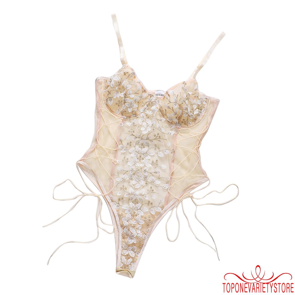 Bộ Đồ Lót Liền Thân Xuyên Thấu Thêu Hoa Gợi Cảm Cho Nữ | BigBuy360 - bigbuy360.vn