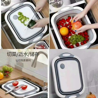 Bộ Thớt Kèm Chậu Gấp Gọn Đa Năng mẫu mới - Có Thể Thành Thớt - Thau Và Rổ Luôn