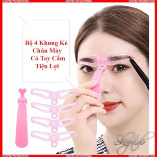 Bộ 4 Khung Kẻ Chân Mày Tay Cầm Siêu Tiện Lợi
