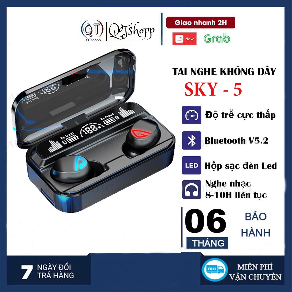 Tai nghe bluetooth gaming SKY-5 Pro cao cấp, cảm ứng, hỗ trợ đàm thoại, nghe nhạc, kiêm sạc dự phòng 2200mAh