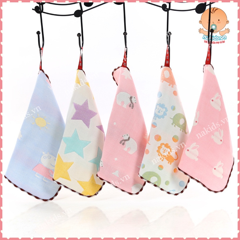 Khăn Xô Ép Rửa Mặt 6 Lớp 100% Cotton Dày Dặn Và Mềm Mại Cho Da Của Bé FREESHIP Kích thước 25x25cm- Hàng Nhập Khẩu