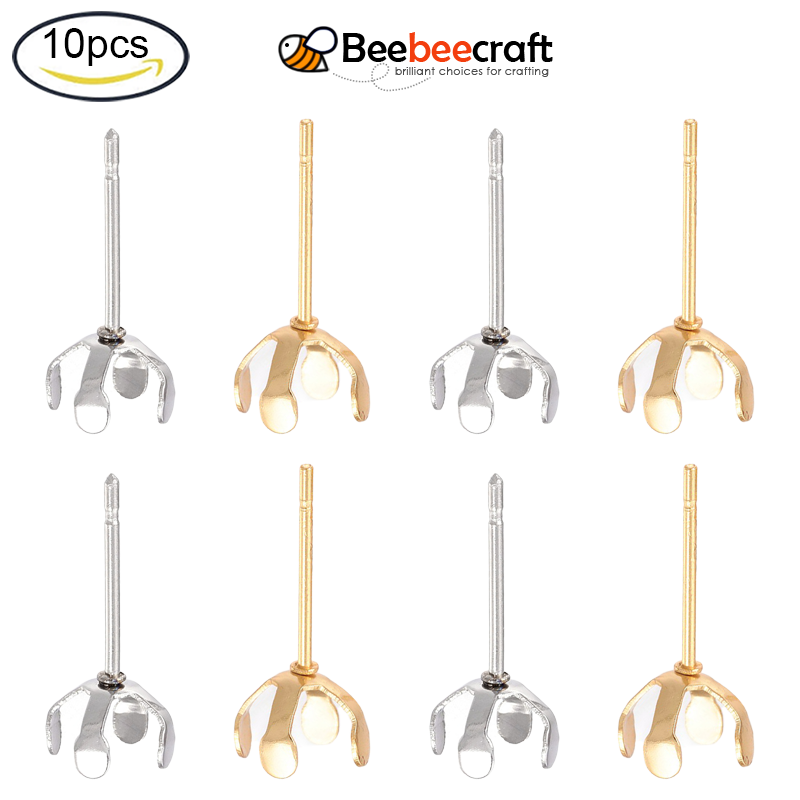 10 Khóa hoa tai dạng xỏ bằng thép không gỉ 304
