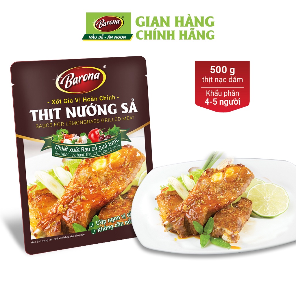 Gia Vị Thịt Nướng Sả Barona 80g ướp ngon chuẩn vị không cần nêm nếm