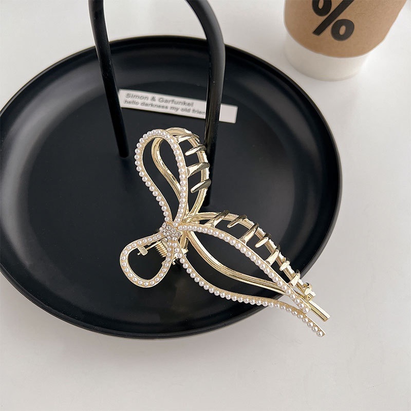 Kẹp Tóc Đính Nơ Lưng Đính Ngọc Trai Thanh Lịch Dễ Phối Đồ