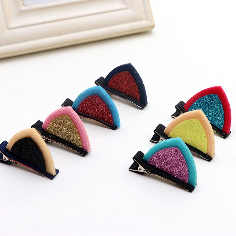 Kẹp tóc AY hình tai mèo đính kim tuyến lấp lánh đáng yêu cho nữ