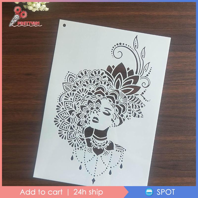 1 Khuôn Vẽ Trang Trí Họa Tiết Mandala Khổ A4 21x29cm