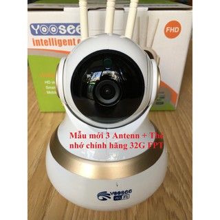Trọn bộ camera Yoosee 2.0 + thẻ nhớ 32G + Chân đế ốp trần - Bản nâng cấp loại 2.0 3 râu.