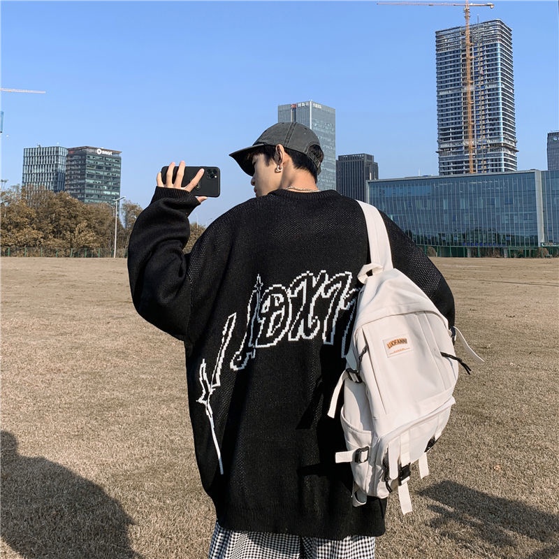 Áo Sweater Cổ Tròn Dáng Rộng Thiết Kế Mới Thời Trang Mùa Đông Theo Phong Cách Hồng Kông Dành Cho Cặp Đôi