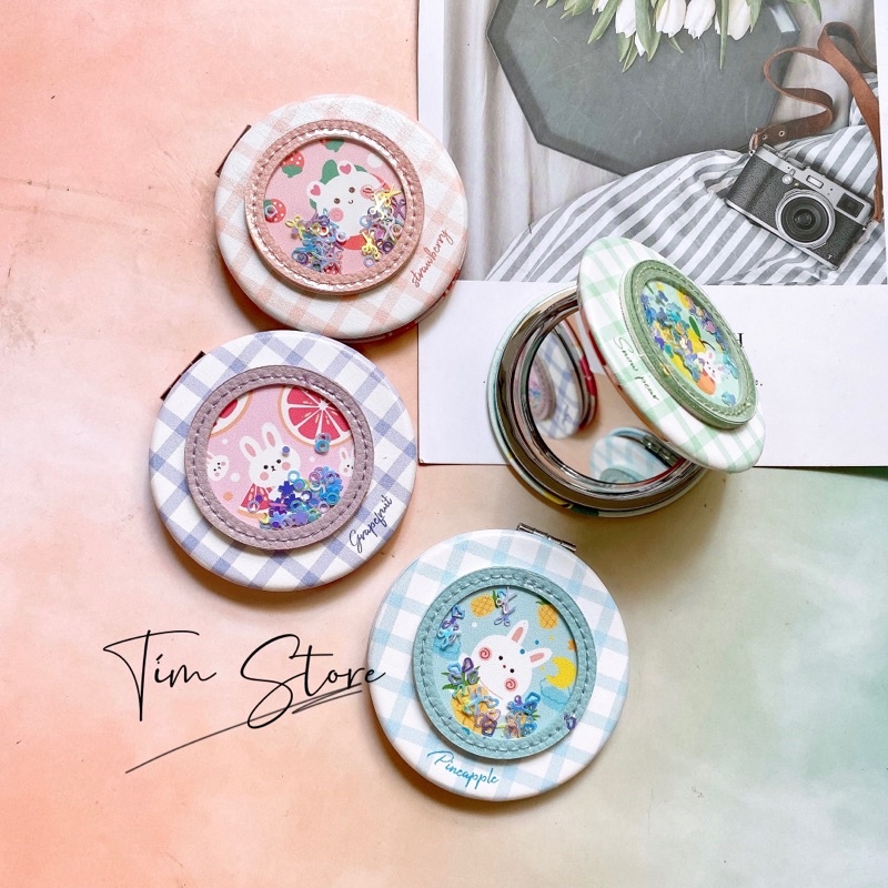 Gương trang điểm 2 mặt TÍM STORE nhỏ xinh tiện lợi dễ thươ