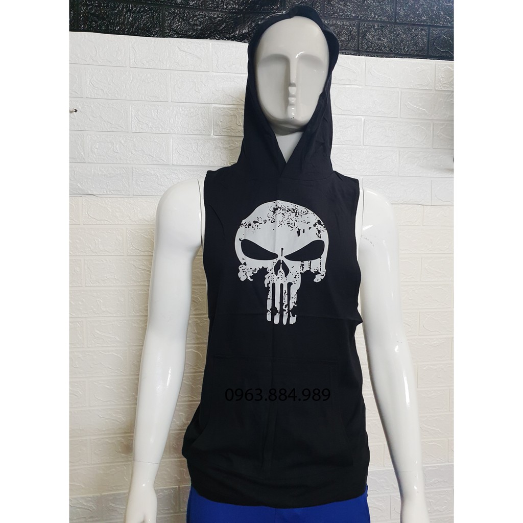 Áo ba lỗ A.201 khoét nách có mũ cho anh em tập gym , chơi thể thao hàng mỏng nhẹ nhàng ( ẢNh shop chụp)