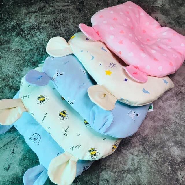 Gối lõm Mipbi chống bẹp đầu 100% Cotton 🍦HÀNG CAO CẤP🍦 Gối lõm sơ sinh thấm hút mồ hôi