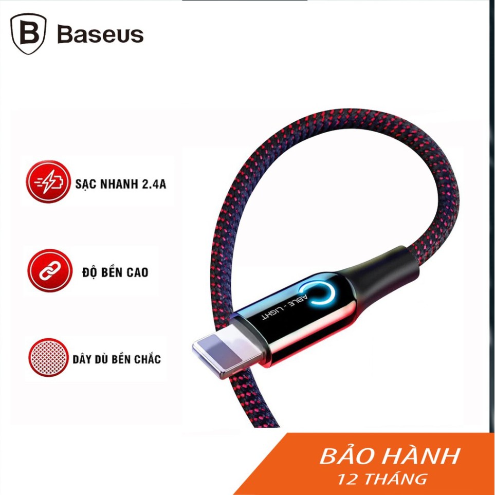Dây cáp sạc Baseus C-shaped tự ngắt thông minh sạc nhanh 2.4A, - dành cho I.O.S chính hãng bảo hành 12 tháng
