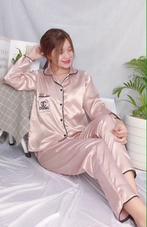 ( Freesize Lụa ) Đồ Bộ Pijama Phi Lụa thiêu - Tay Dài Quần Dài.