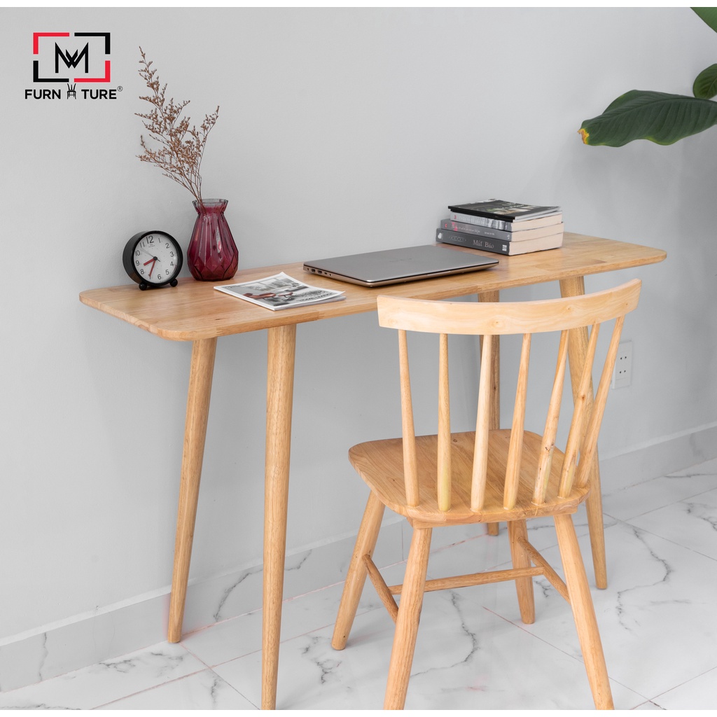 Bàn làm việc gỗ cao su cao cấp xuất khẩu Long Table không vạt thương hiệu MW FURNITURE - Nội thất căn hộ