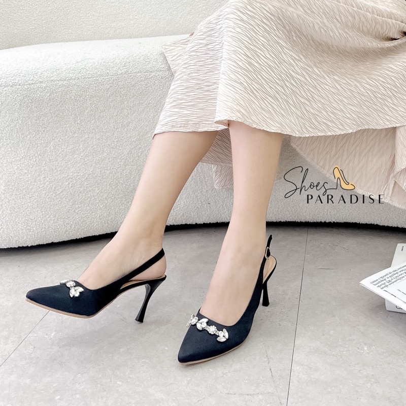 Giày cao gót nhọn mũi nhọn nữ 7p viền đá thời trang  Shoes Paradise L066