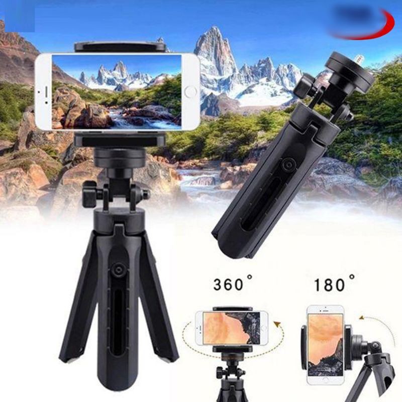 Tripod Kiêm Chân Đế Chụp Ảnh Xoay 360° Đỡ Điện Thoại, Máy Ảnh, Có Thể Kéo Dài Phần Chân Tripod