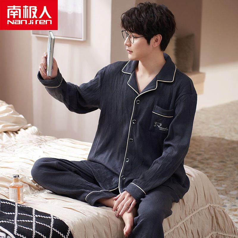 Bộ Đồ Ngủ Mặc Nhà Vải Cotton Dáng Rộng Cỡ Lớn Thoải Mái Cho Nam