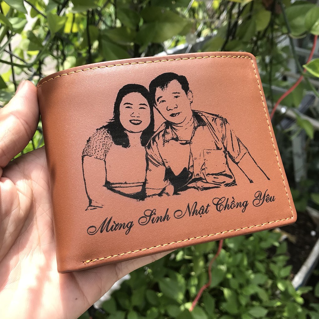 Ví Nam Da Bò Thật Khắc Chữ Khắc Hình Ảnh Theo Yêu Cầu️ Khắc Bằng Tia LASER  Bảo Hành 12 Tháng