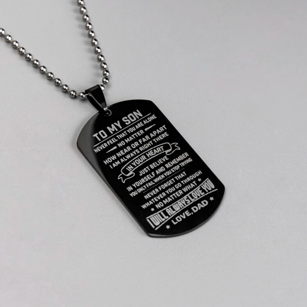 Dây chuyền Thẻ bài DOGTAG inox đen khắc tên theo yêu cầu | QUÀ TẶNG VỎ ĐẠN