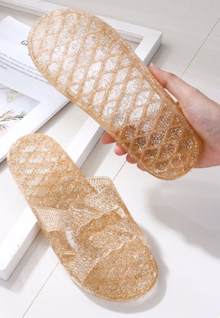 Dép nhựa dẻo nữ 3 quai kim tuyến đi trong nhà iDÉP - DL071