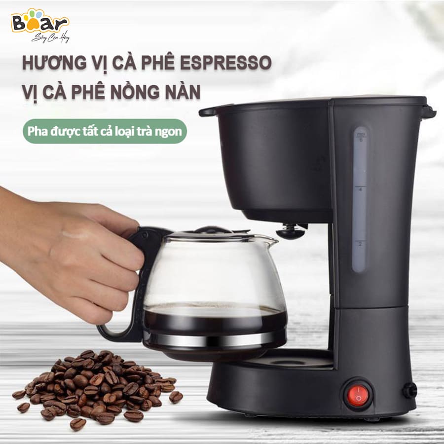 Máy pha cà phê mini Bear, máy pha cafe mini tự động dung tích 600ml, HomeMart – Hàng chính hãng BH 18 tháng