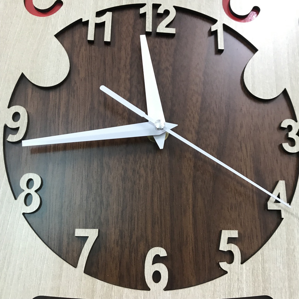 Đồng Hồ Treo Tường Con Mèo Decor Trang Trí Bằng Gỗ