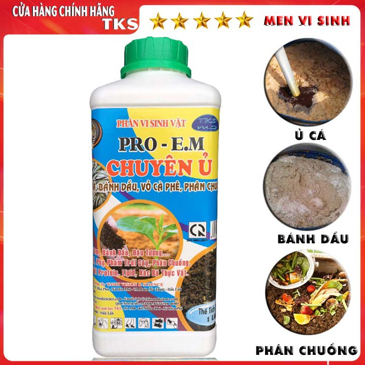 PRO-EM 2 Trong 1 Chuyên Ủ: Men Phân Ủ Cá,  Phân Bánh Dầu, Rác Thải, Phân Chuồng Trại - Chai 1 Lít