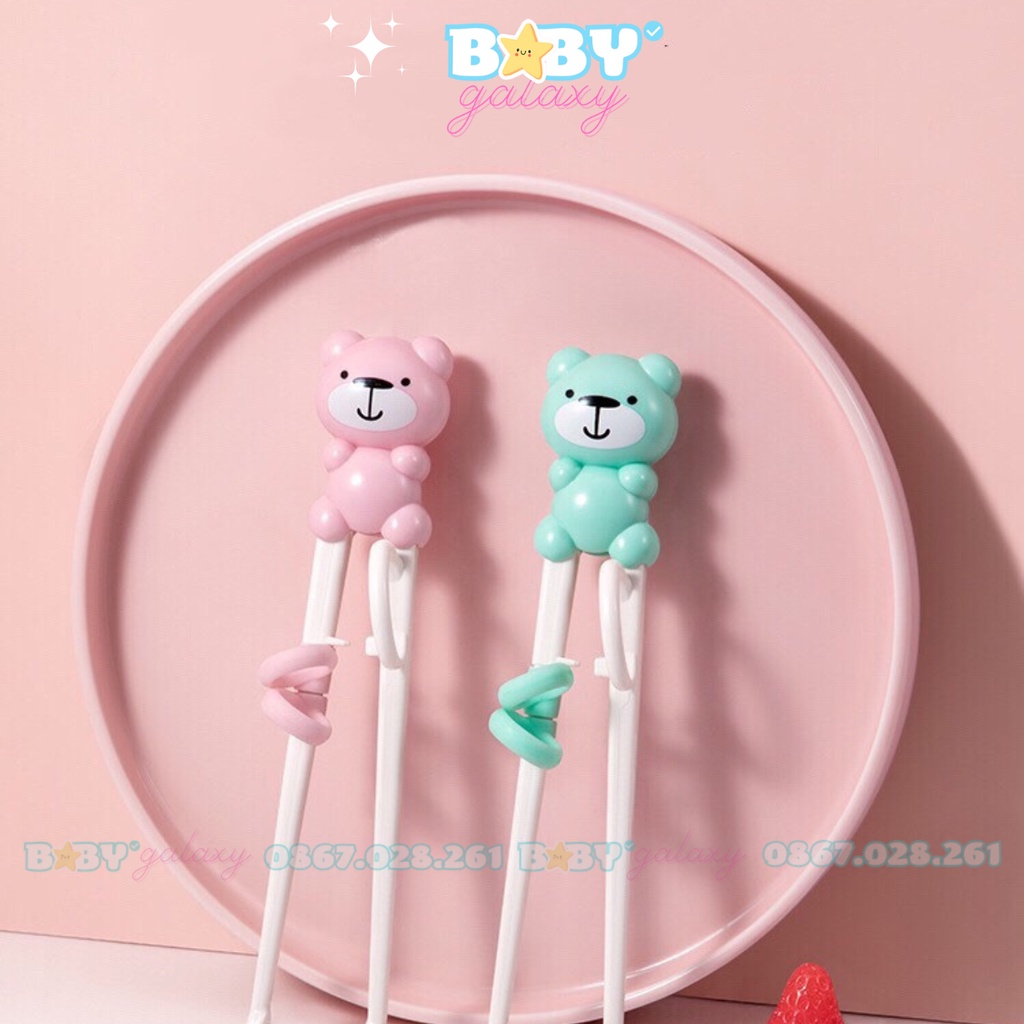 Đũa tập ăn, đũa tập gắp xỏ ngón hình mèo cho bé, Đũa cho trẻ con Baby Galaxy Official