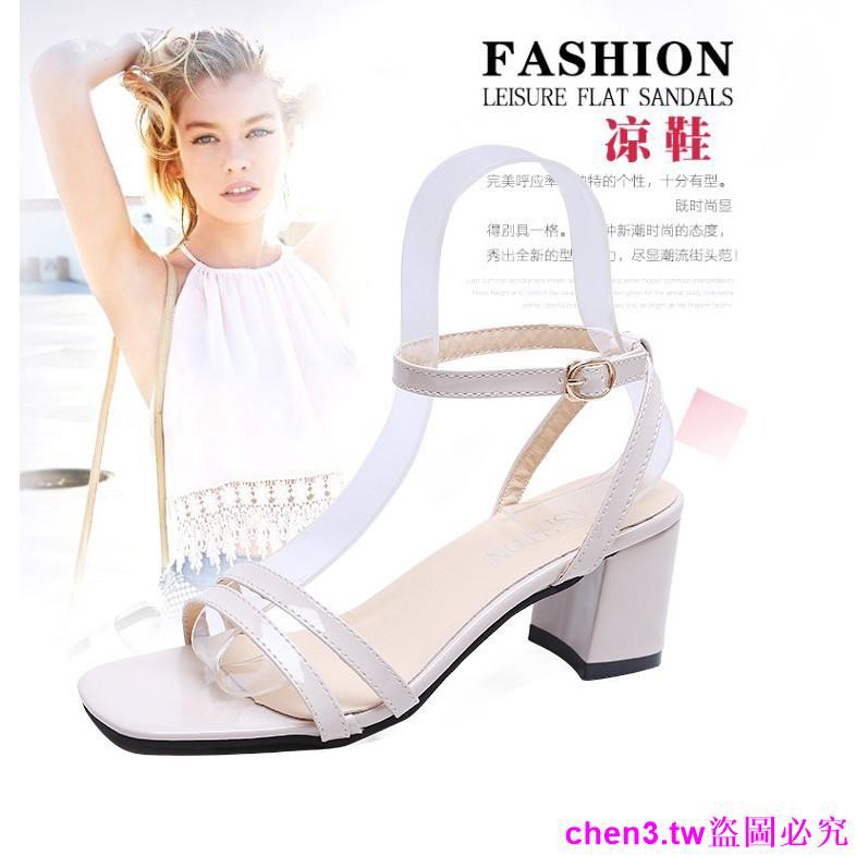 Giày Sandal Cao Gót Hở Ngón Phối Khóa Phong Cách Châu Âu Cho Nữ