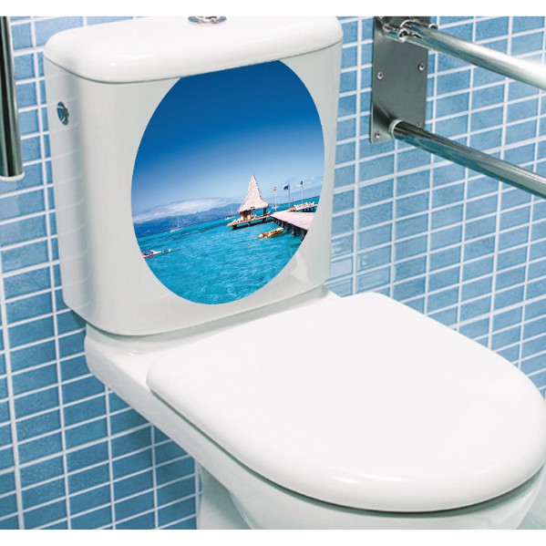 Decal trang trí Toilet cao cấp - Bãi biển lớn