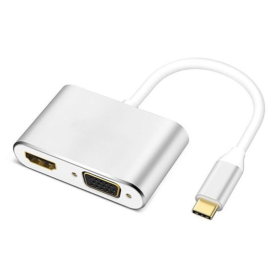 [Mã ELHACE giảm 4% đơn 300K] Cáp Chuyển USB Type C sang HDMI Và Vga 4K - Type-C To HDMI + VGA