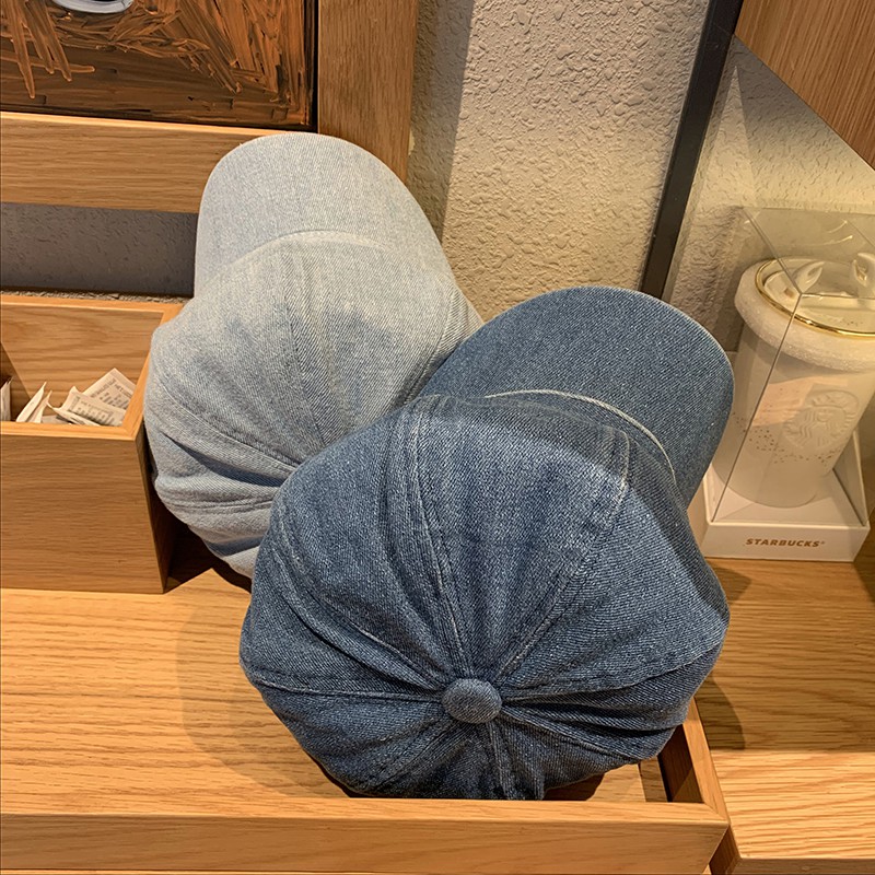 Mũ newsboy denim phong cách retro 80s