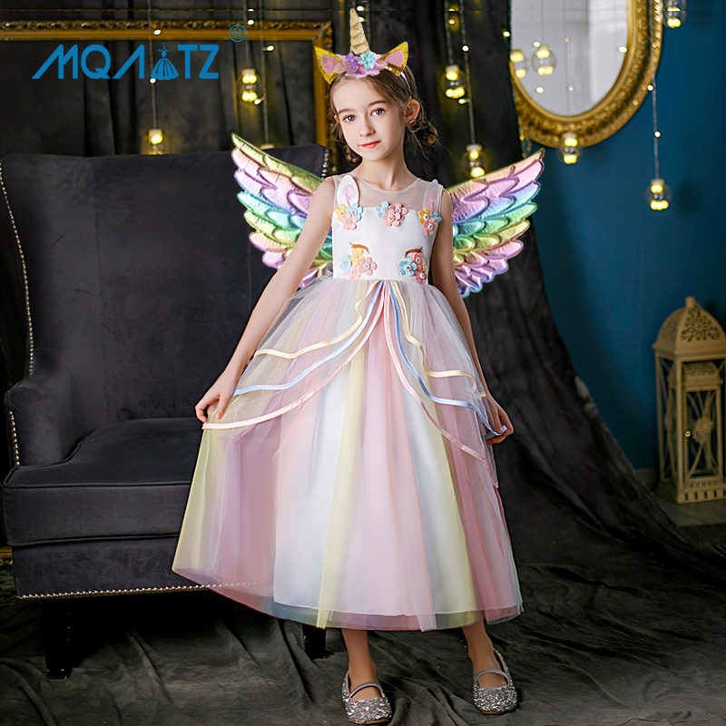 Đầm MQATZ hóa trang nhân vật hoạt hình kỳ lân/hoa/cầu vồng xinh xắn cho bé gái