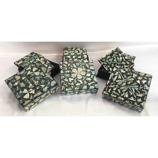 Lót ly 6 cái hình vuông cẩn ốc, trứng
