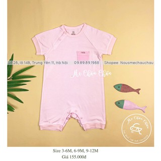 Bộ body cộc kẻ hồng nhạt trắng