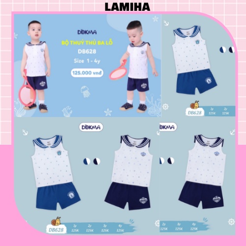 Bộ quần áo ba lỗ Dokma cộc tay mùa hè cho bé trai size 1-4Y sale DB628