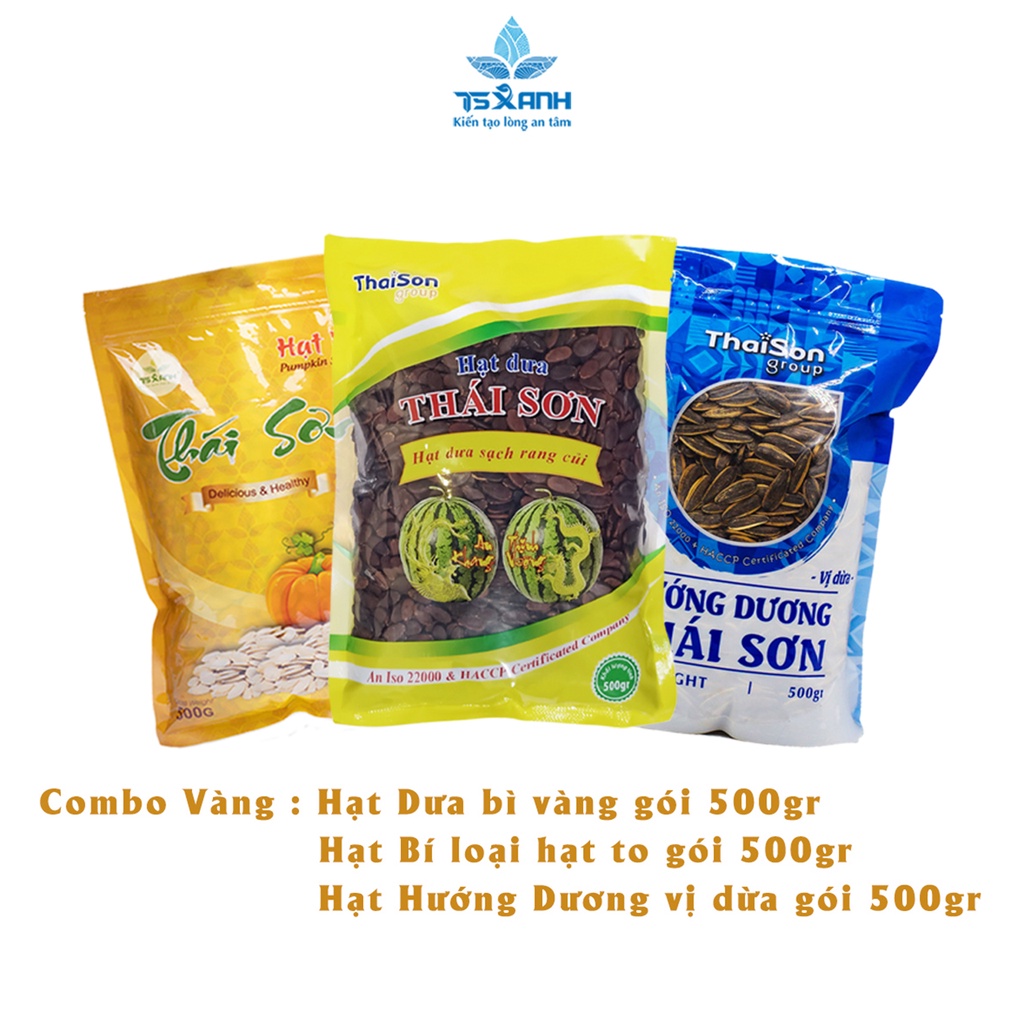Combo 3 loại Hạt Dưa, Hạt Bí, Hạt Hướng Dương Thái Sơn Gia Lai - Bịch 500gr