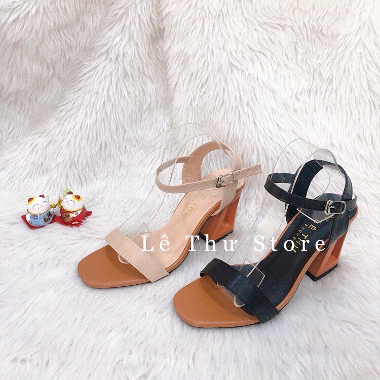 Giày cao gót 7 phân bản ngang gót lỗ vuông LT (SD029)