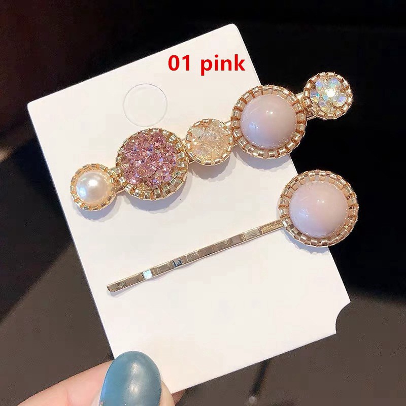 Kẹp Tóc Thẳng Đính Đá / Ngọc Trai Nhân Tạo Phong Cách Hàn Quốc