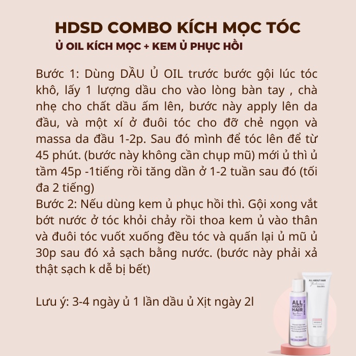 Combo Ủ OIL+ KEM Ủ PHỤC HỒI [CHÍNH HÃNG] Hư Tổn, Kích Thích Mọc Tóc