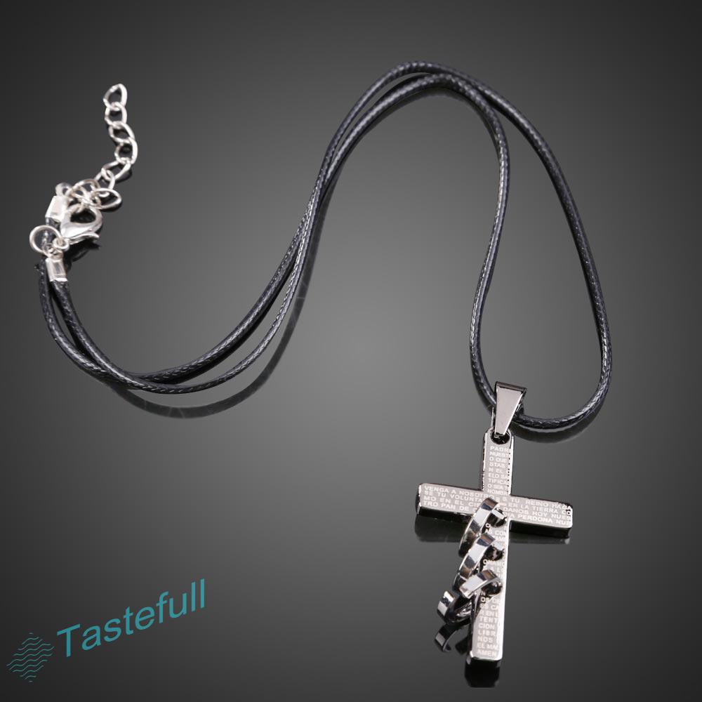 Classic Cross Rings Pendant Necklace Boy Girl Jewelry Unisex