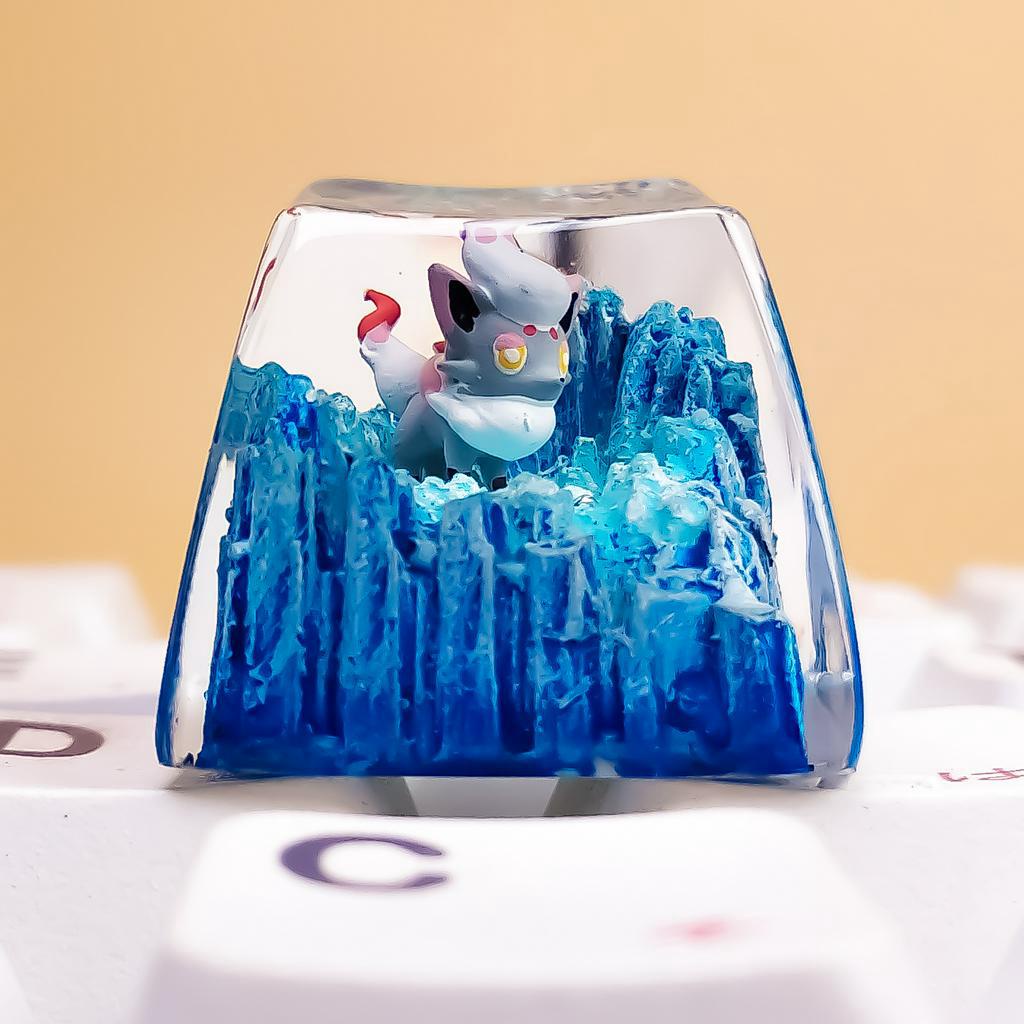 Nút bàn phím Pokemon, nút bàn phím Hisuian Zorua , Bàn phím nhân vật hoạt hình - Zorua keycap, POKÉMON Artisan Keycap