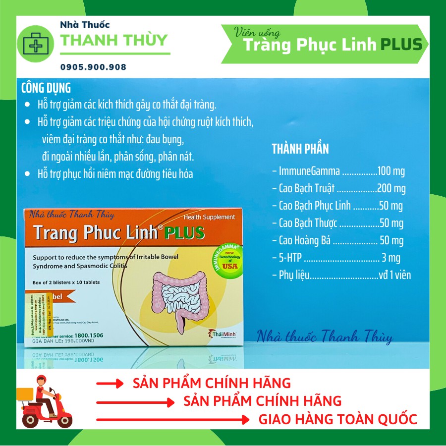 TRÀNG PHỤC LINH PLUS - Hộp 20 Viên  Hỗ Trợ Hội Chứng Ruột Kích Thích Và Đại Tràng Co Thắt