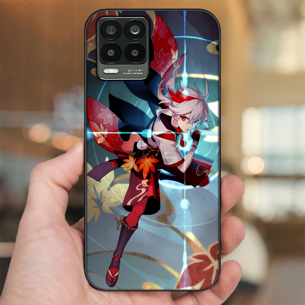 Ốp lưng Realme 8, 8 Pro viền đen in hình Kazuha Genshin Impact