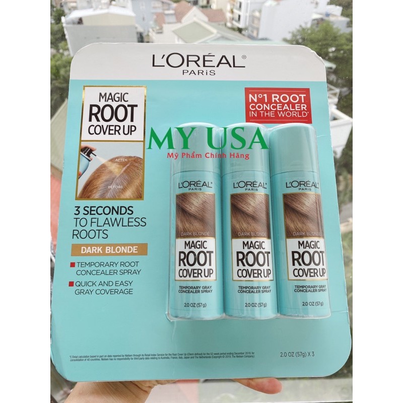 Xịt nhuộm tóc tạm thời ❤️ Xịt nhuộm phủ chân tóc bạc tạm thời Loreal Paris Magic Root Cover Up 57g